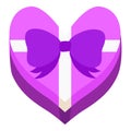 Purple Heart Shaped Chocolate Box with Bow Royalty Free Stock Photo